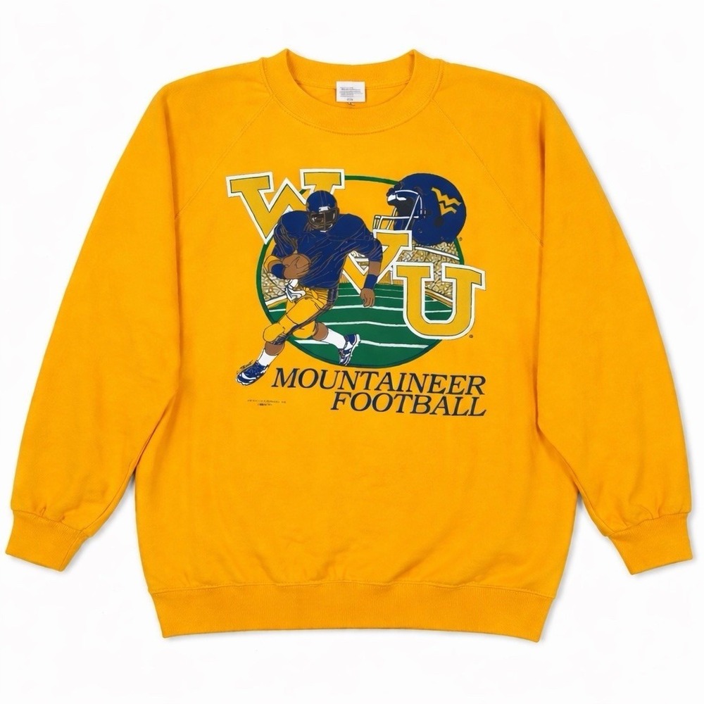VTG 90s West Virginia University Mountaineers Football‎ Sweatshirt Crewneck Sz L